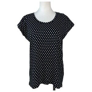 Michael Kors Women’s Shirt Size Medium Black And White Polka Dots Short Sleeve